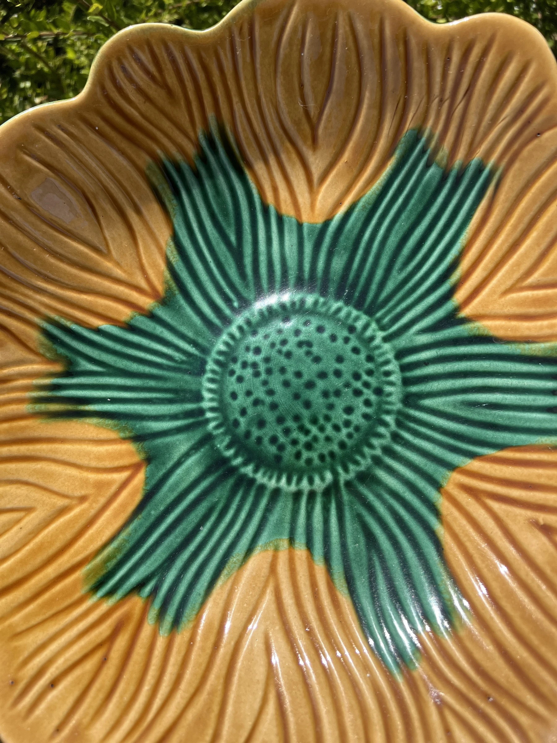 ☀️ Groot vlak ceramisch bloemvormig vintage 30 cm zonnebloem decoratie – photo 7